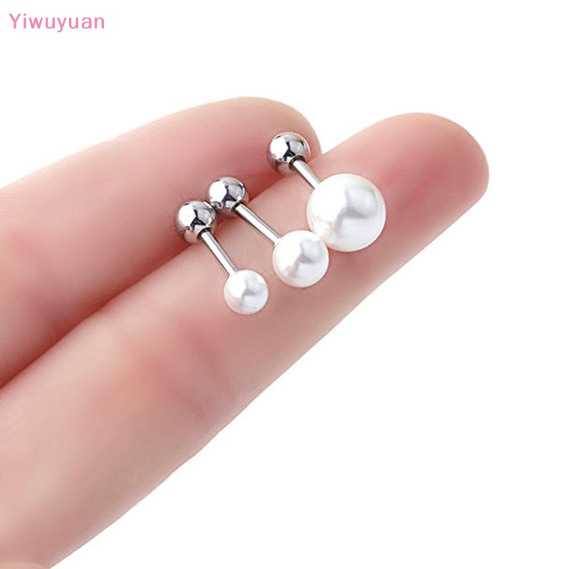 1 Khuyên Tai Ngọc Trai Bằng Thép Titan Đính Đá Thời Trang Mới