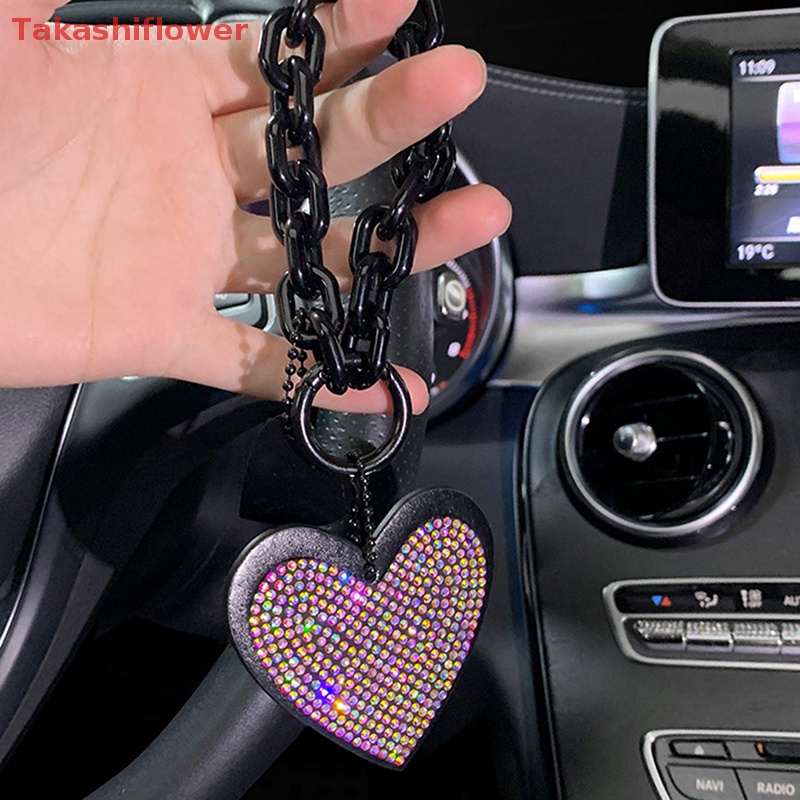 1 Móc Khóa Da Đính Đá Hình Trái Tim Xinh Xắn