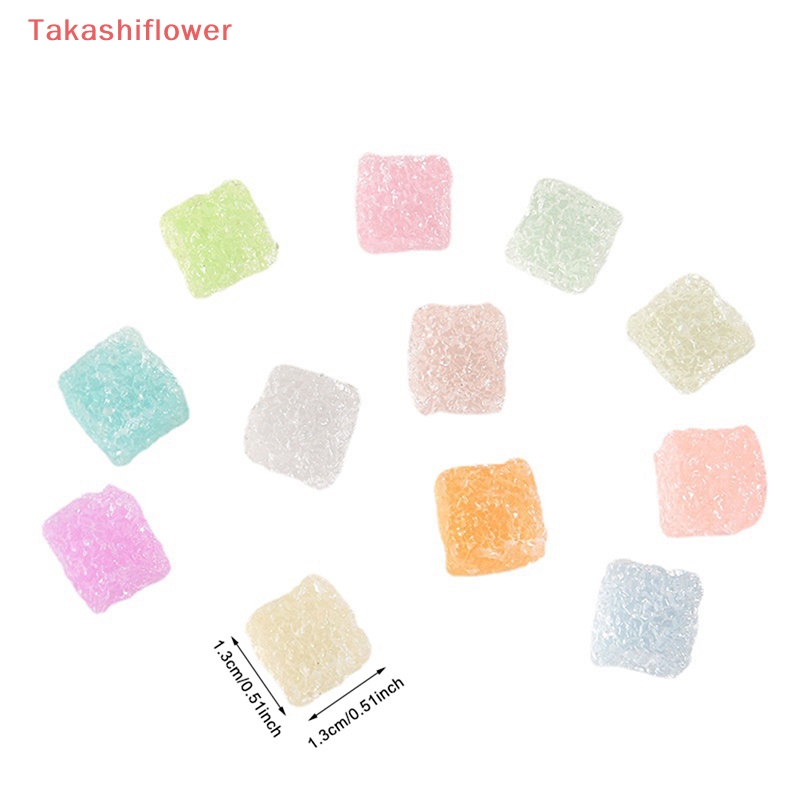 Bộ 10 Miếng Dán Hình Vuông Mini Bằng Resin Dạ Quang Dùng Trang Trí Điện Thoại / Sổ Tay DIY