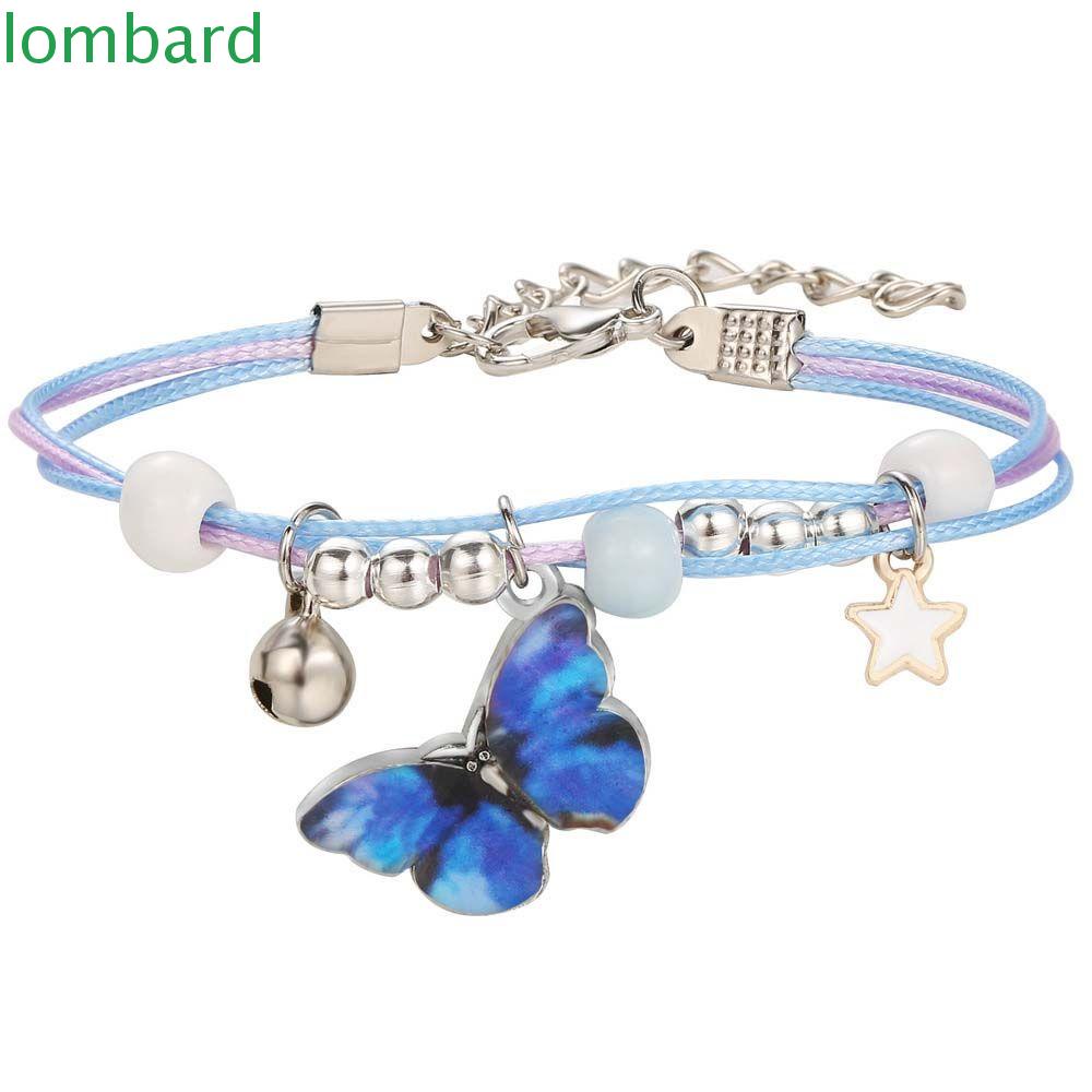 Vòng Tay May Mắn Mặt Hình Bướm Màu Xanh Dương Quyến Rũ Có Thể Điều Chỉnh Cho Nữ