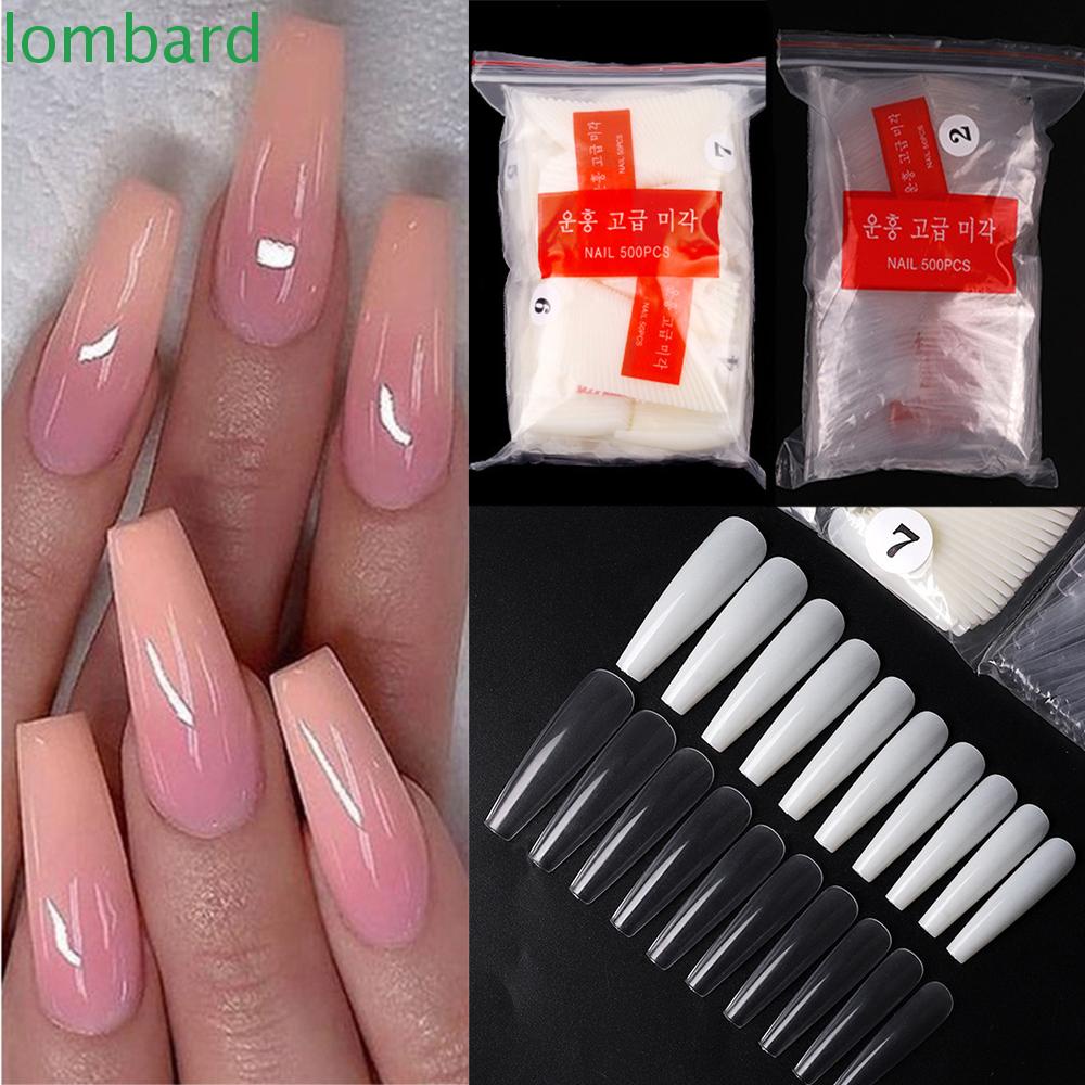 Túi 500 Móng Tay Giả Acrylic Trong Suốt Che Phủ Toàn Diện Linh Hoạt