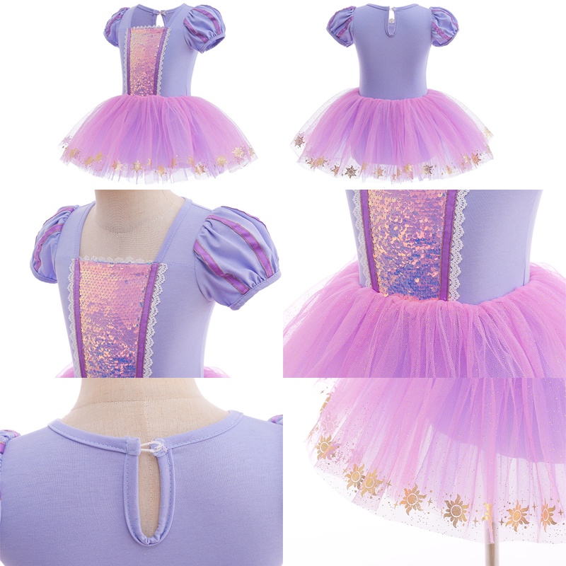 Đầm Công Chúa Sofia The First Dress Đính Kim Sa Phối Lưới Đính Nơ Thời Trang Halloween Cho Bé Gái