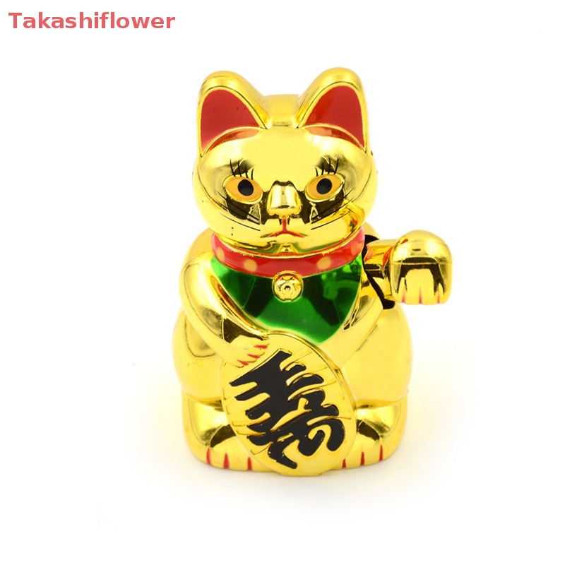 (Takashiflower) Mô Hình Mèo May Mắn Trung Quốc Viền Vàng Có Cánh Tay Chuyển Động Nhiều Màu Sắc Kèm Hộp