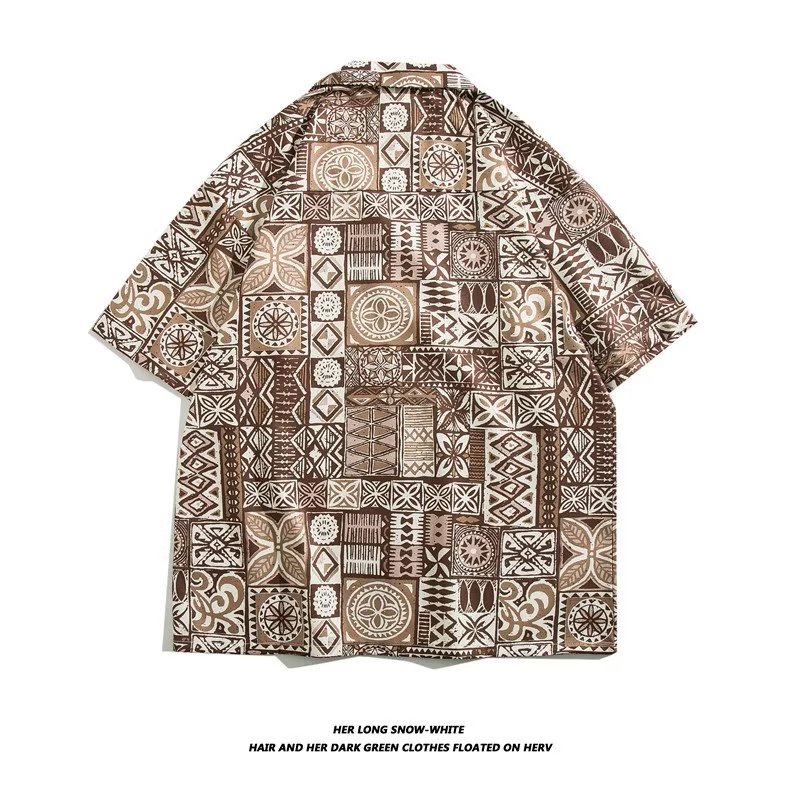 Áo Sơ Mi Ngắn Tay Họa Tiết Hình Học Sang Trọng Phong Cách Hàn Quốc Cho Nam Đi Biển Mùa Hè 2023