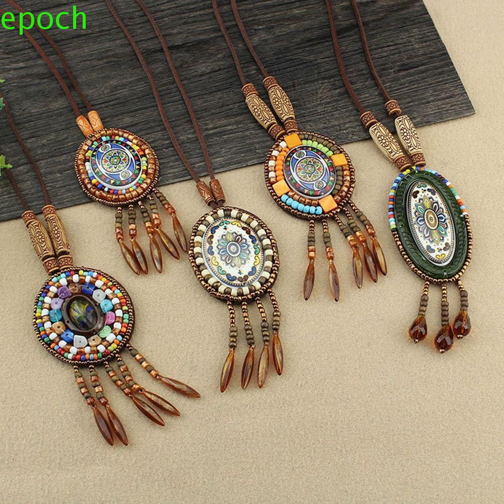 Epoch Vòng cổ Acrylic Dáng Dài Đính Hạt Acrylic Phong Cách Vintage Sang Trọng