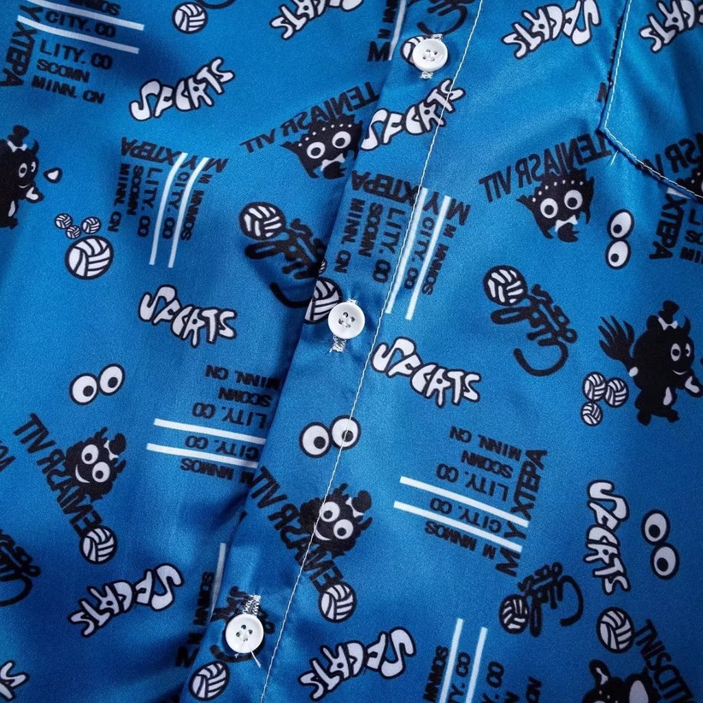 Áo Sơ Mi Tay Ngắn In Họa Tiết Thời Trang Phong Cách Hàn Quốc Cho Nam size M-3XL