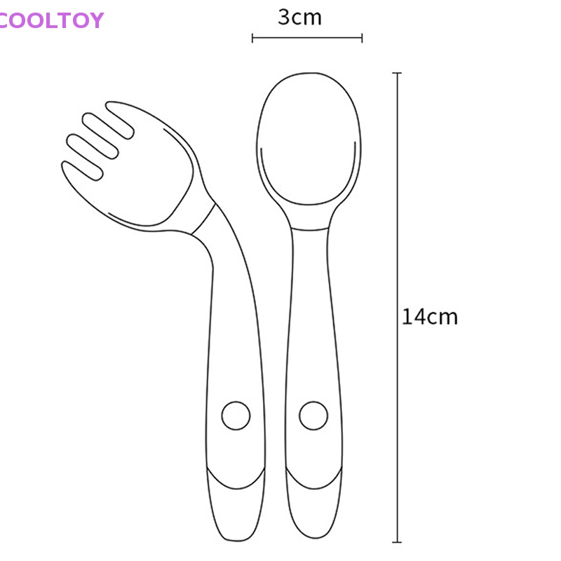 Set 2 Muỗng Nĩa Bằng Nhựa PP + TPE Mềm Tập Ăn Cho Bé