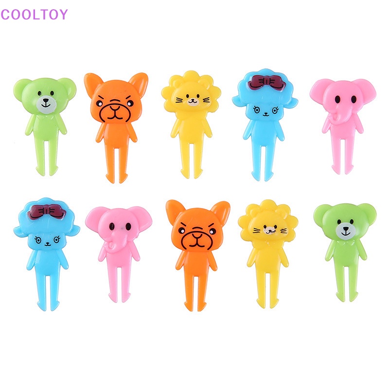 Set 10 Nĩa Ăn Trái Cây / Tráng Miệng / Tráng Miệng Hình Động Vật Hoạt Hình Mini Trang Trí Tiệc Cho Bé
