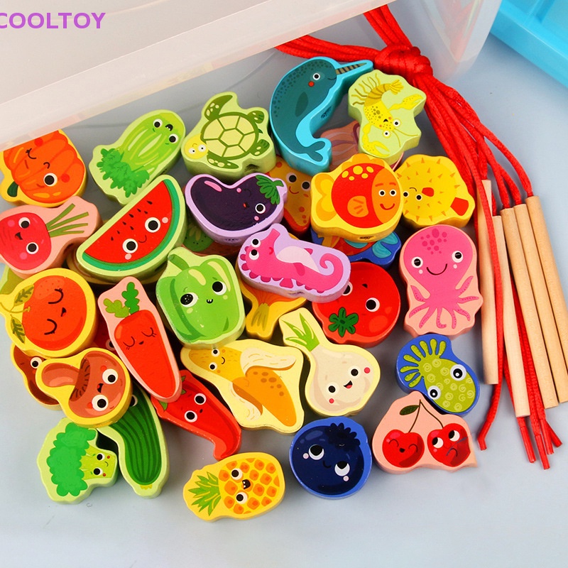 Cooltoy Set 12 / 16 / 23 / 25 Hạt Xâu Chuỗi Hình Động Vật / Trái Cây Hoạt Hình Đồ Chơi Giáo Dục Cho Bé DIY