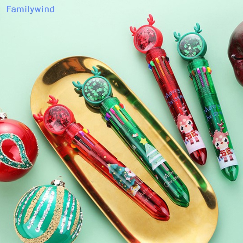 Bút Bi 10 Màu Họa Tiết Giáng Sinh Dễ Thương