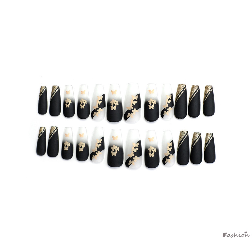 Móng Tay Giả Màu Đen Nhám Đính Kim Tuyến Lấp Lánh Bền Và Không Bao Giờ Xẻ Tà Thoải Mái