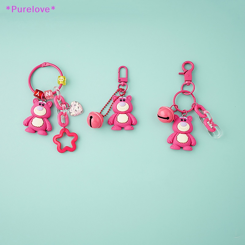 Móc Khóa Hình Chú Gấu Hồng Và Dâu Tây Đáng Yêu Dành Cho Nữ Mới
