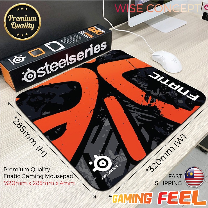 Fnatic Mouse Pads -PUBG/CSGO/LOL/APEX/VALARANT Pad chuột Cạnh chống lại 4mm vật liệu cách nhiệt