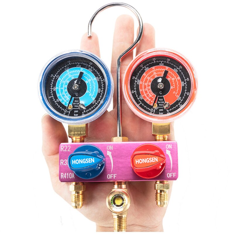 Đồng hồ nạp ga đôi Hongsen HS-M02, đồng hồ đo ga cao áp hạ áp không kèm dây Cao cấp