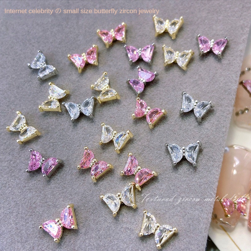 Trang sức nghệ thuật móng tay hình con bướm nhỏ / Đồ trang sức kim cương móng tay siêu sáng bóng sang trọng ánh sáng ba chiều / Phụ kiện làm móng mạ điện giữ màu