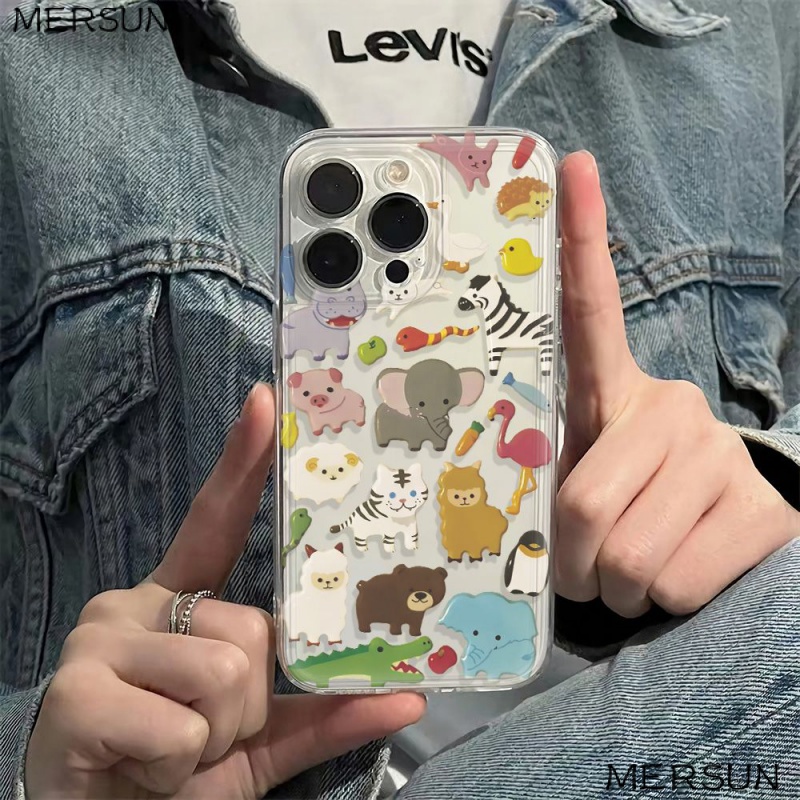 ✅Ốp Điện Thoại Mềm Chống Sốc Hình Động Vật Cho Iphone12 14pro 1178 Max6In13Plus SP8F