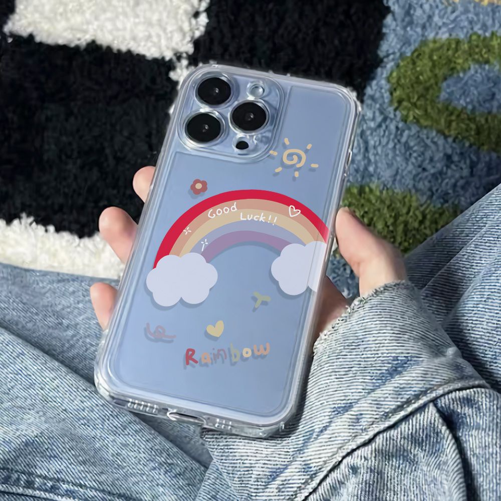 ✅Ốp Điện Thoại Mềm Chống Sốc Họa Tiết Cầu Vồng Đơn Giản Cho Iphone 12 13plus 14pro 11 Max 6S 78