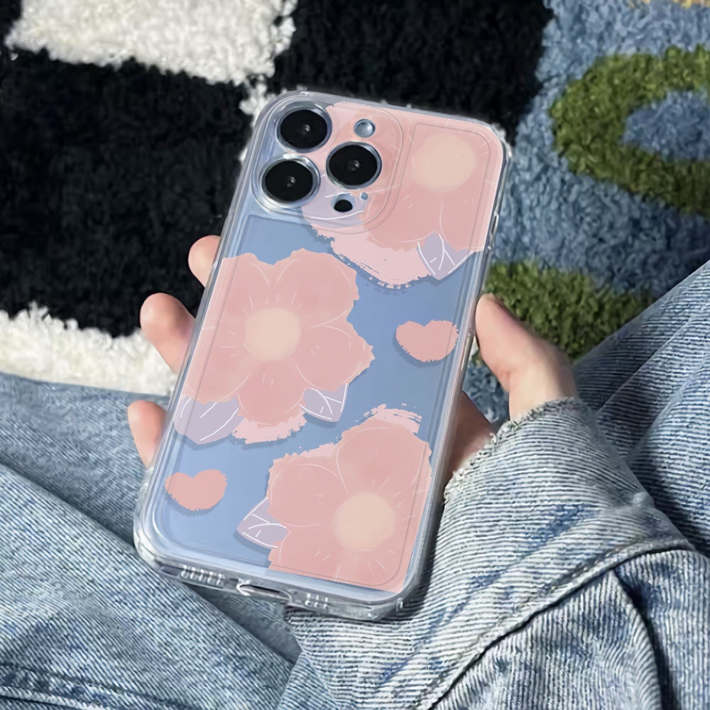 ✅Ốp Điện Thoại Mềm Chống Sốc Họa Tiết Hoa Đơn Giản Cho Apple 7811iPhone12 plus14pro max136ins 39PD