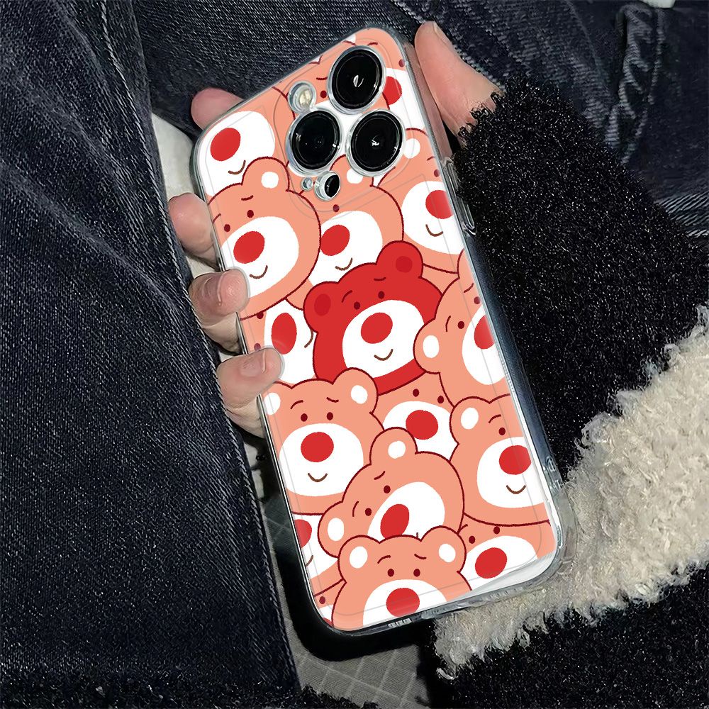 ✅Ốp Điện Thoại Mềm Chống Sốc Họa Tiết Gấu Và Dâu Tây Cho iPhone1278plus 11max 13 6In Apple 14pro LJ9Q