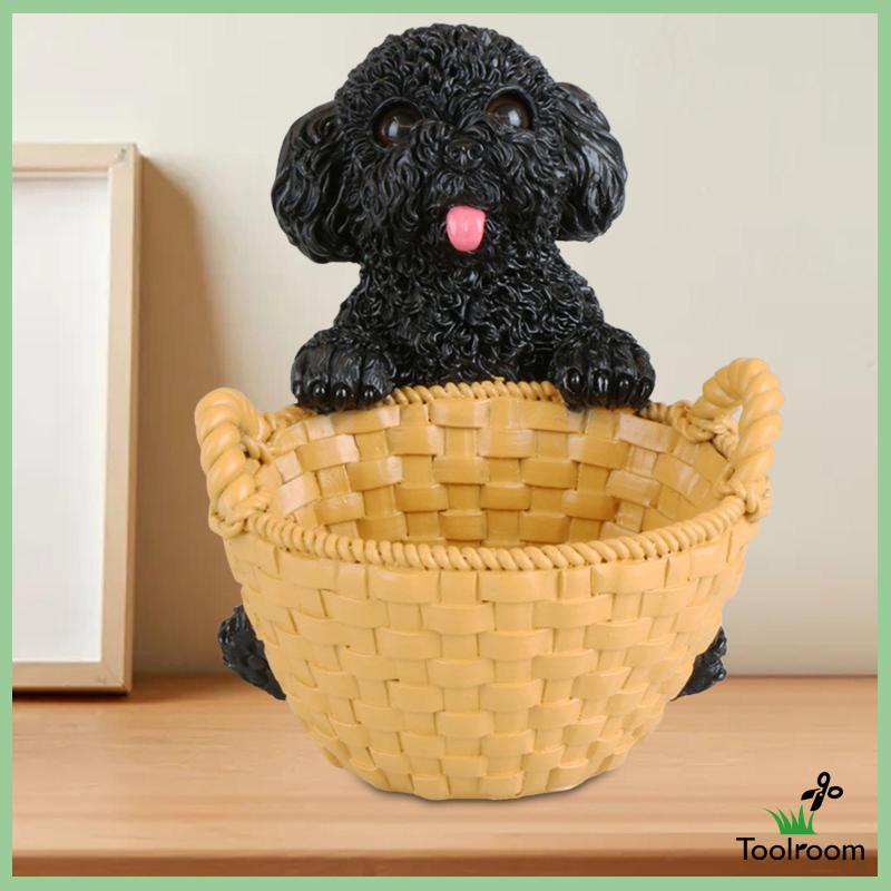 Tượng Cún Con Có Giỏ Đựng Đồ Trang Trí Cho Nhà Hàng / Văn Phòng