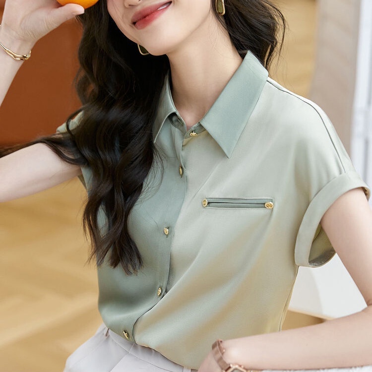 Áo Sơ Mi Tay Ngắn Dáng Rộng Phong Cách Thời Trang Hàn Quốc Dành Cho Nữ