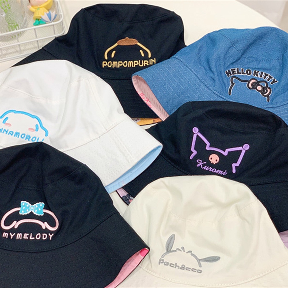 Sanrio Nón Vành Chống Nắng Hai Mặt Họa Tiết Hello Kitty Xinh Xắn Dành Cho Người Lớn