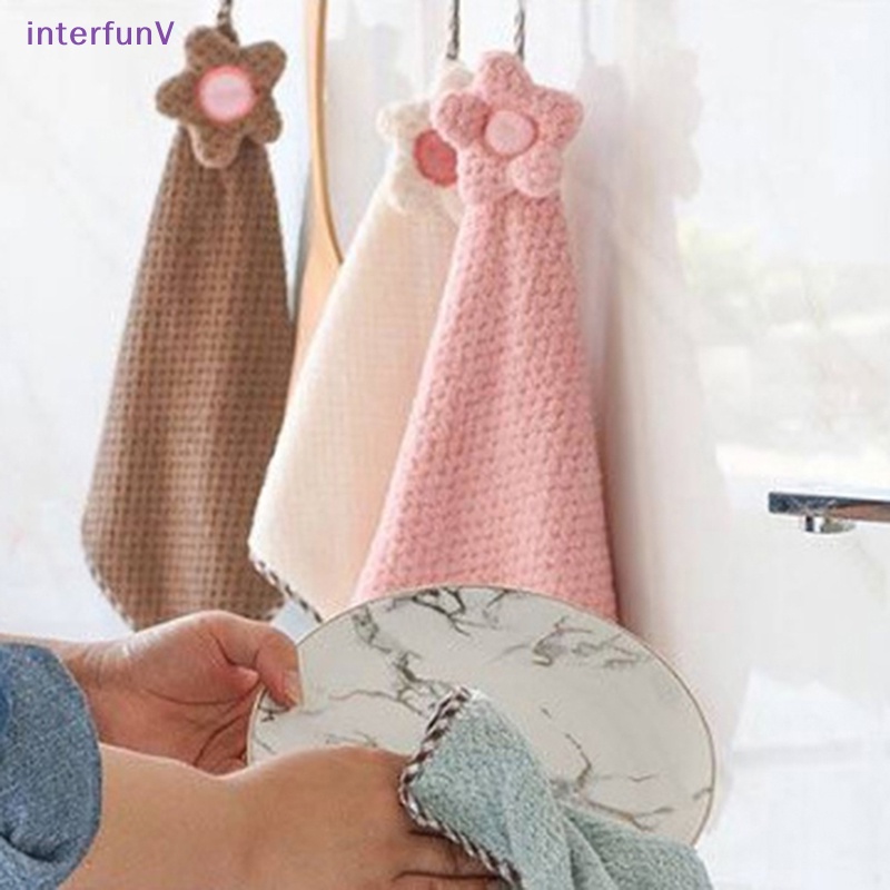 [InterfunV] Khăn Lau Tay Bằng Vải Nhung San Hô Mềm Mại Thấm Hút Nhanh Khô Dùng Trong Nhà Bếp / Phòng Tắm [Mới]