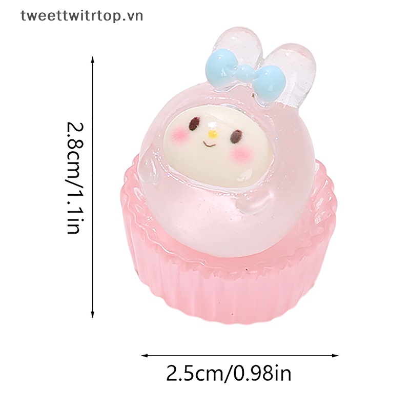 Set 2 Đồ trang trí Bánh Kem Sanrio Dạ Quang Mini Trang Trí Tiểu Cảnh