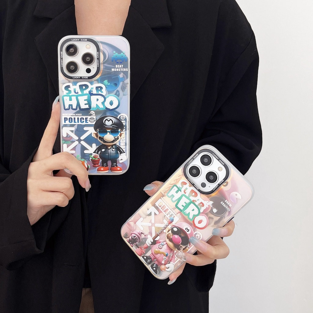 Ốp Điện Thoại TPU Dẻo Trong Suốt Họa Tiết Hoạt Hình Mario Hai Mặt Chống Sốc Cho iPhone 14 13 12 11 Pro Max