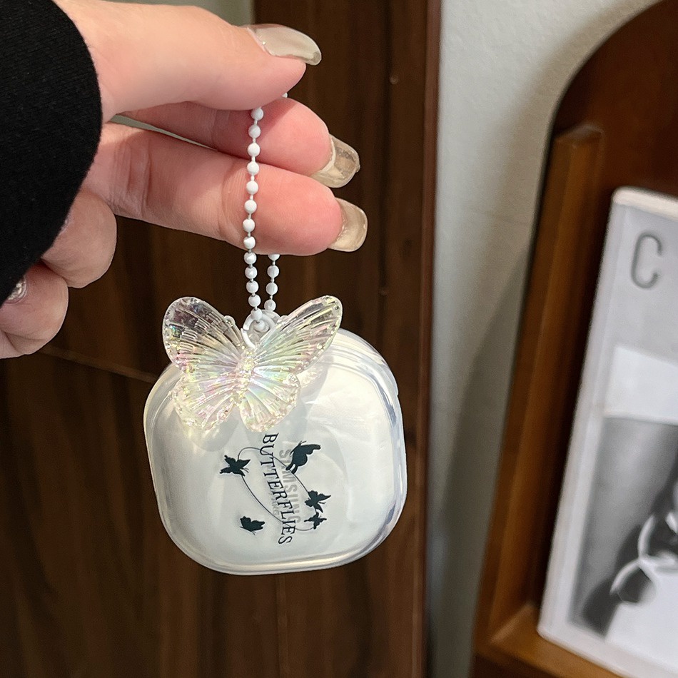 Vỏ Bảo Vệ Hộp Sạc Tai Nghe Samsung Galaxy buds live / buds2 Pro Galaxy buds2pro Bằng Silicon Họa Tiết Ngôi Sao / Bướm Dễ Thương Kèm Móc Khóa Tiện Dụng