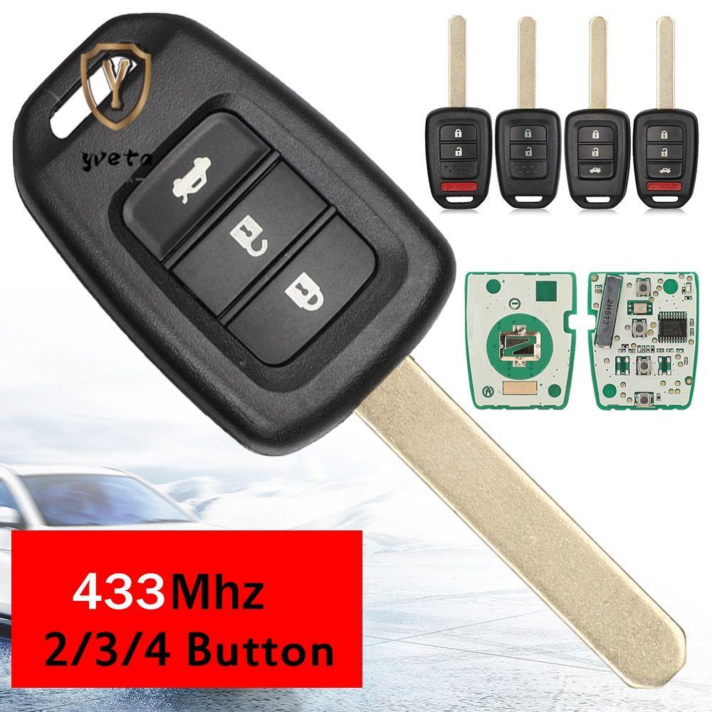 YVETA Remote Car Key Portable Easy to Use 4 Button 3 Button 433MHz Durable For Honda for For Honda 2013-2015