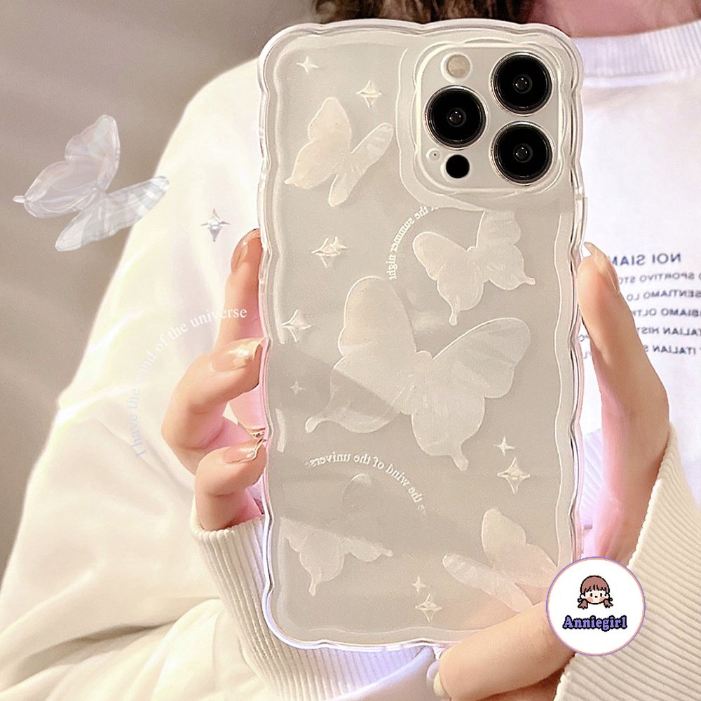 Ốp Điện Thoại TPU Mềm Trong Suốt In Hình Bướm Trắng Thời Trang Cho IPhone 11 14 Pro Max 13 Pro Max 12 X XS XR 7 8 Plus