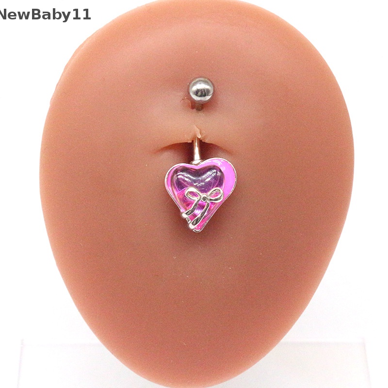 Khuyên Rốn Bằng Thép Không Gỉ Hình Nơ Trái Tim Thời Trang