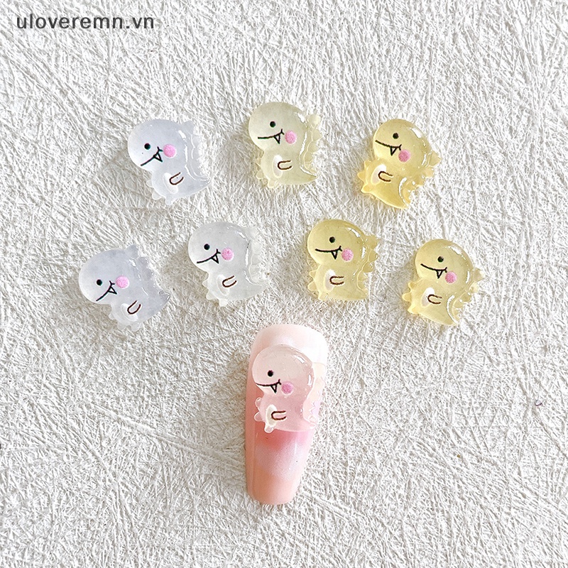 Set 10 Phụ Kiện Trang Trí Móng Tay DIY Hình Khủng Long Phát Quang Dễ Thương
