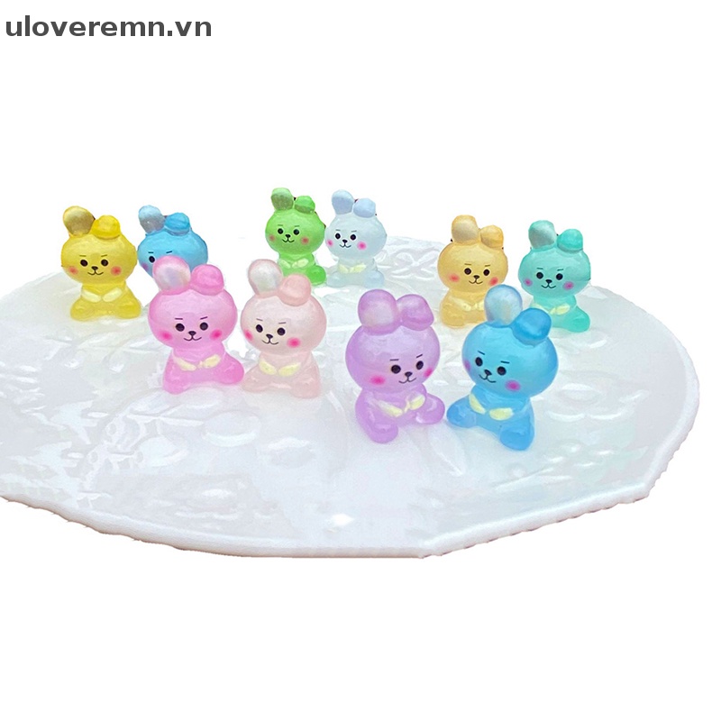 Set 2 Kẹp Tóc Hình Thỏ Dạ Quang Bằng Nhựa Resin Dành Cho Trang Trí Điện Thoại