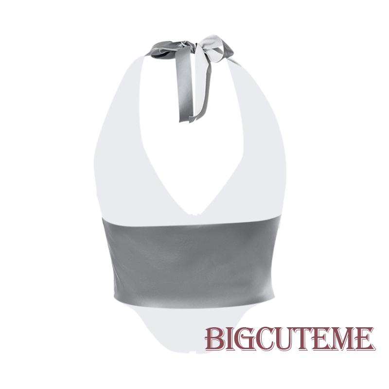 [] - Áo Không Tay Hở Lưng Cột Dây Màu Bạc Mùa Hè Cho Nữ Đi Tiệc Câu Lạc Bộ