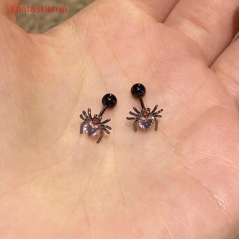 1 Đôi Khuyên Tai Hình Nhện / Trái Tim Đính Đá Zircon Thời Trang Cho Nữ