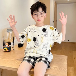 Bộ đồ ngủ vải cotton mỏng tay ngắn phong cách thời trang mới cho bé trai dn6