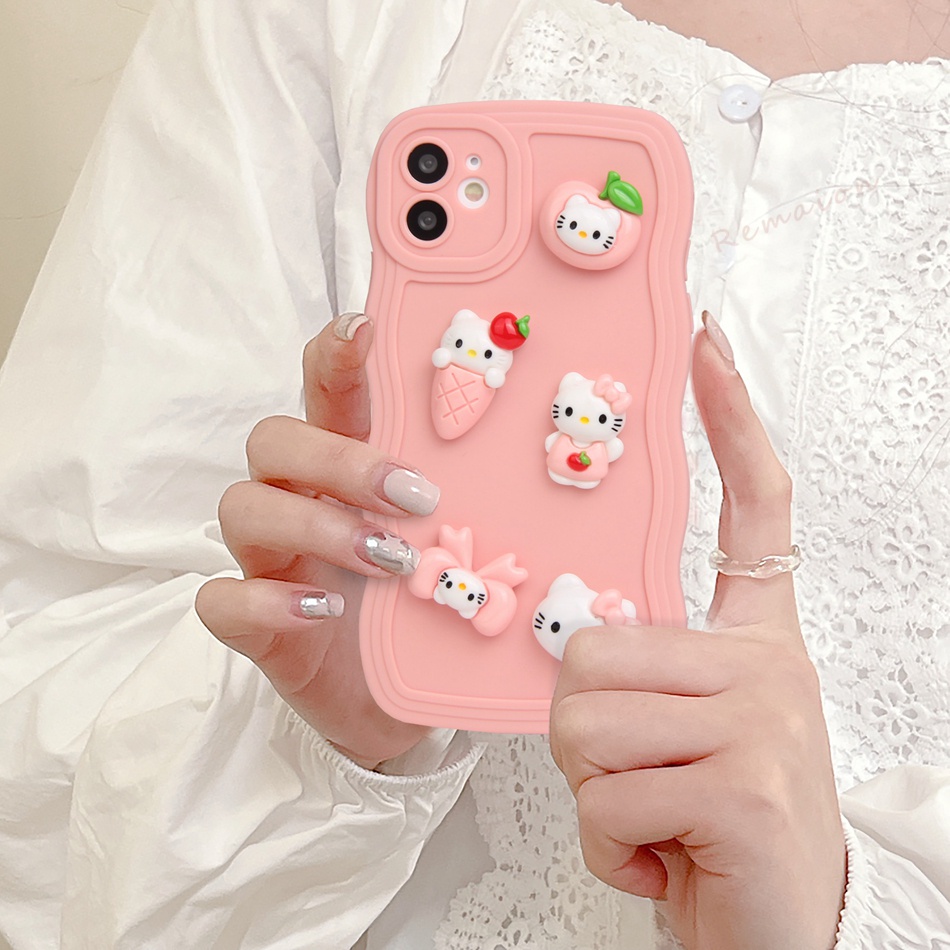 Ốp Điện Thoại Silicon Mềm Hình Kitty 3D Cho iPhone 11 12 13 14 Pro MAX + Mini X XR XS MAX 6 S 7 8 + SE 2020 11Pro 12pro 13Pro