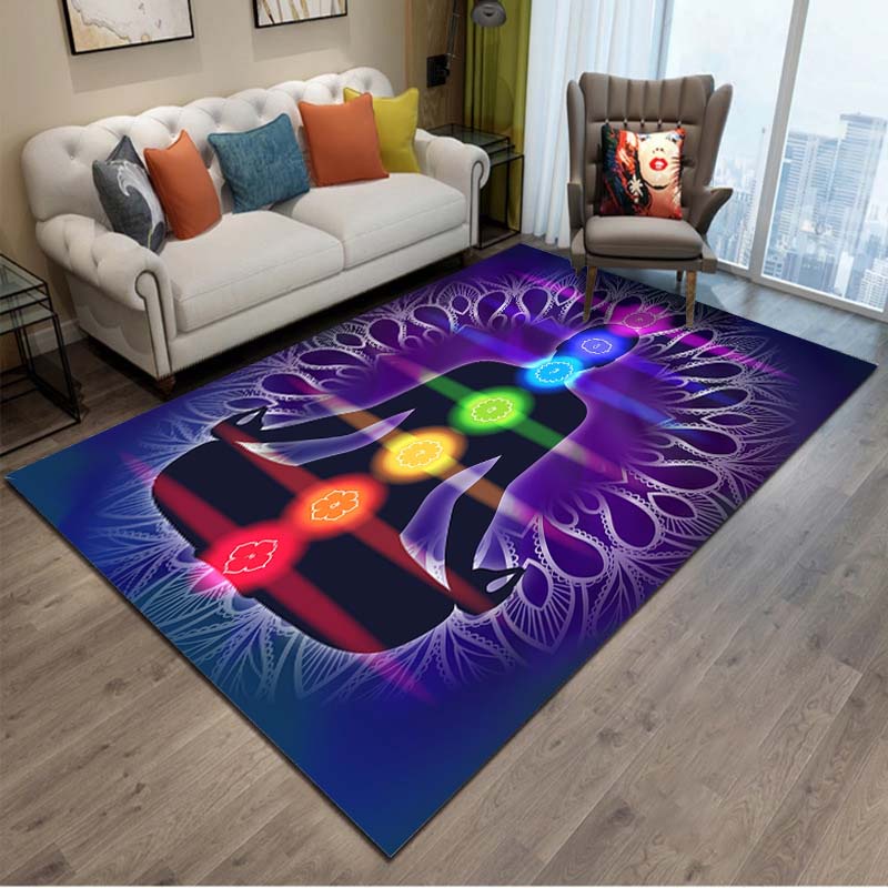 Không. Thảm Tập Yoga / Phòng Khách Mềm Mại Chống Trượt Họa Tiết 15 Cầu Vồng Luân Xa Mandala Bohemian