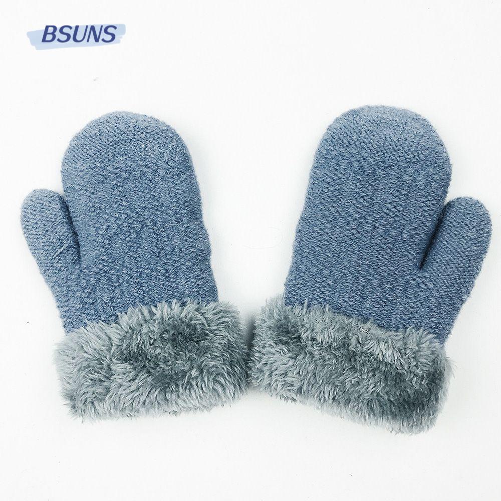 Găng Tay Dệt Kim Unisex Dày Dặn Giữ Ấm Cho Bé