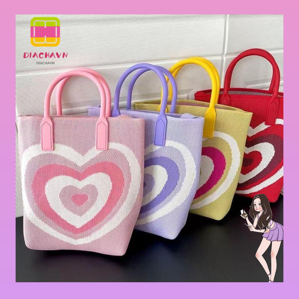Túi Đeo Chéo Cỡ Lớn Họa Tiết Trái Tim Xinh Xắn