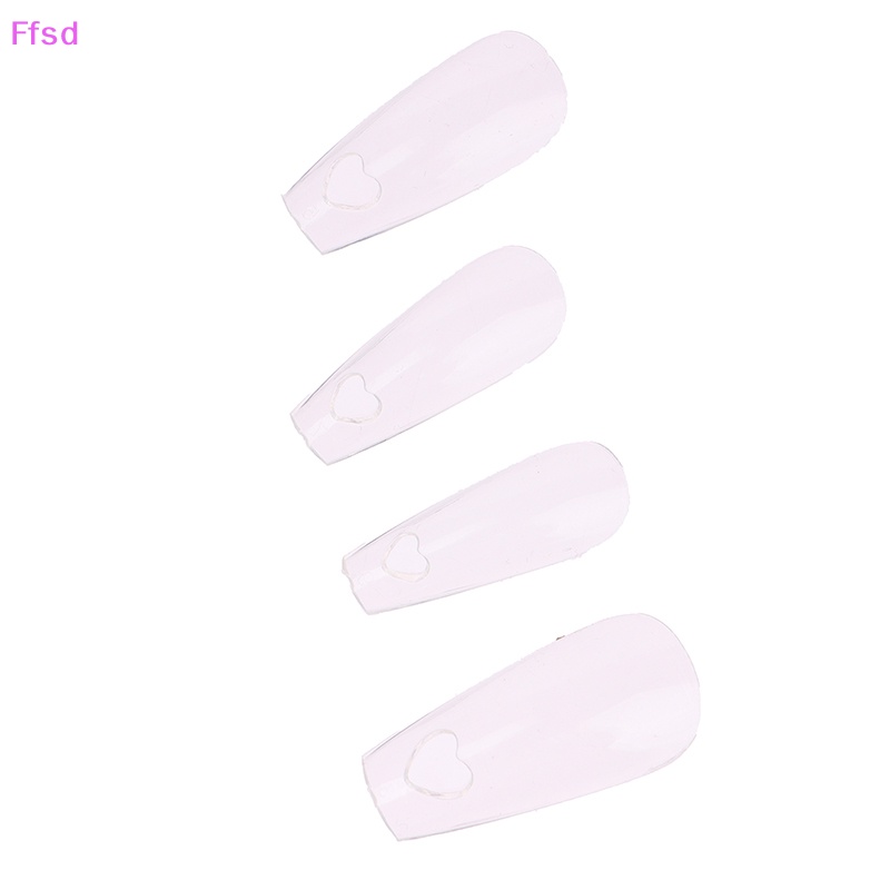 {Ffsd} Set 120 Móng Tay Giả Acrylic Họa Tiết Trái Tim Rỗng Cỡ Vừa * Bán Chạy