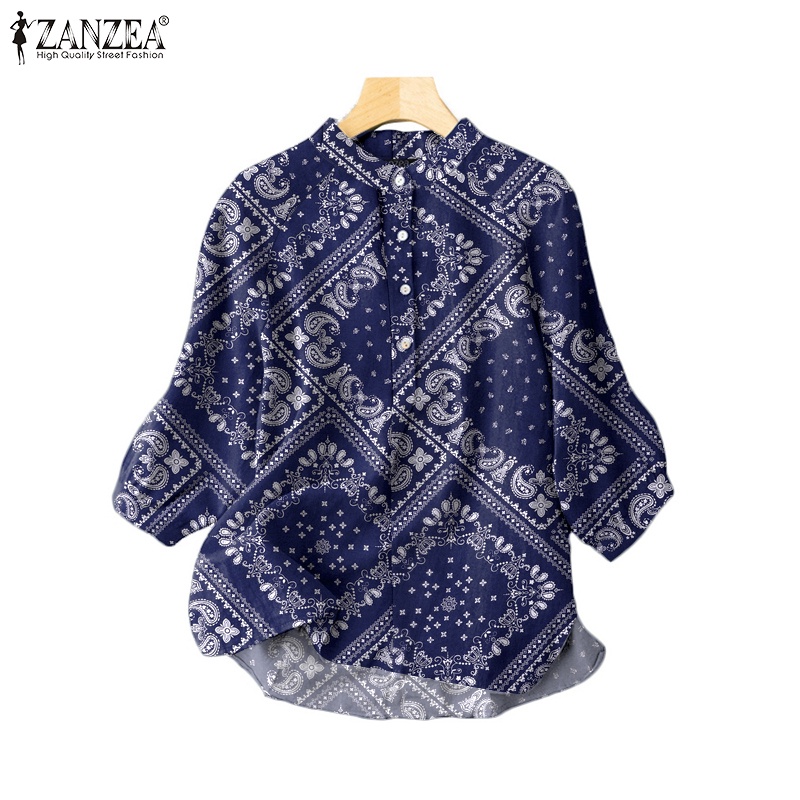 Zanzea Áo Sơ Mi Tay Lửng 3 / 4 Họa Tiết Hoa Thời Trang Cho Nữ