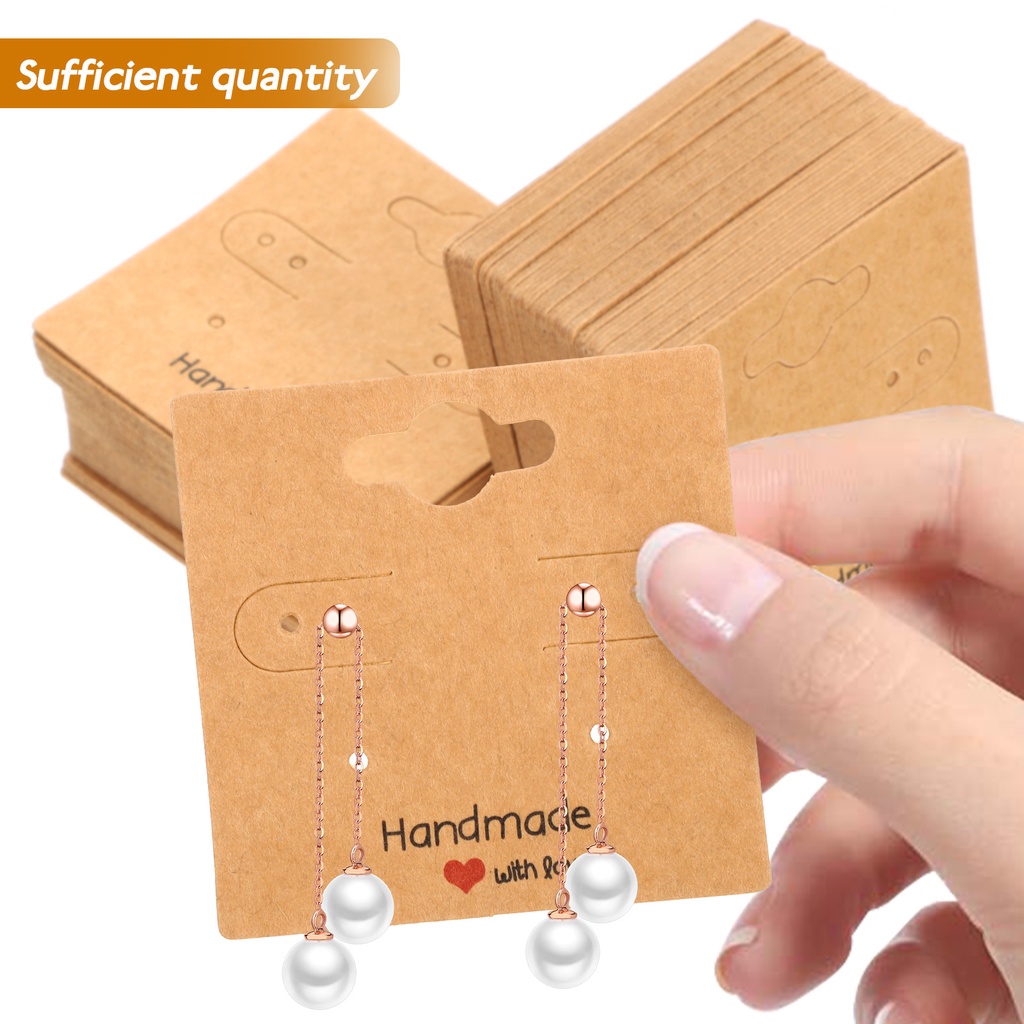 Bộ 100 Tấm Giá Đỡ Vòng Tay / Dây Chuyền Bằng Giấy Kraft Màu Trơn