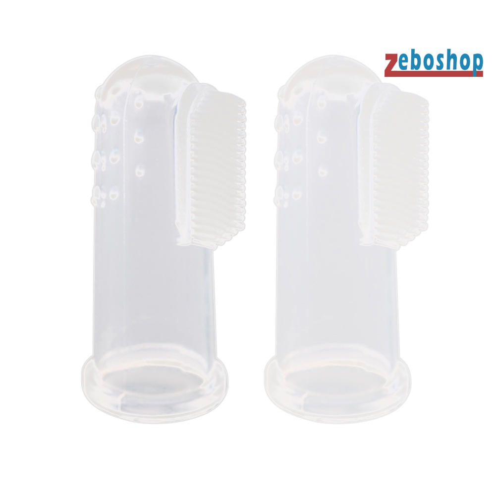 Bộ 2 Bàn Chải Silicone Đeo Ngón Tay Chăm Sóc Răng Miệng Cho Thú Cưng