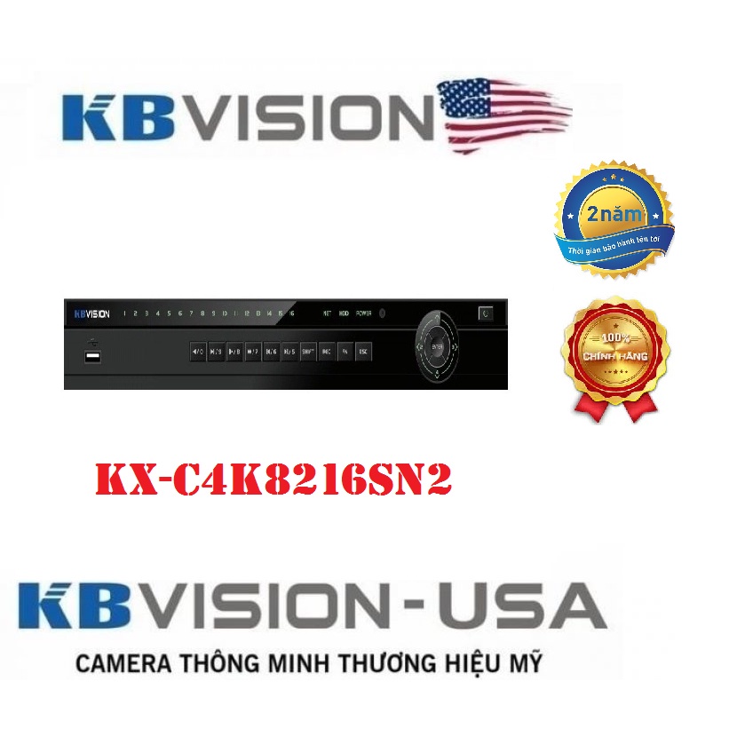 Đầu ghi hình camera IP độ phân giải lên đến 8 MP 16 kênh KBVISION KX-C4K8216SN2 / KX-C4K8216SN3 -Cam
