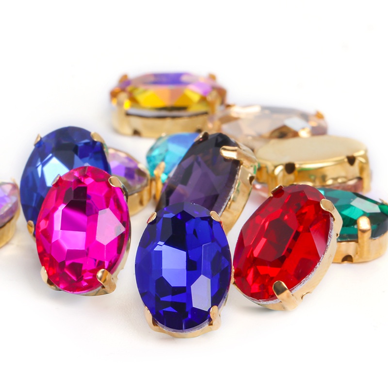 Bán Chạy Nhất Mũ / Túi Xách / Giày / Mũ Hình Oval Đế Kính Đính Kim Cương Pha Lê Lấp Lánh DIY