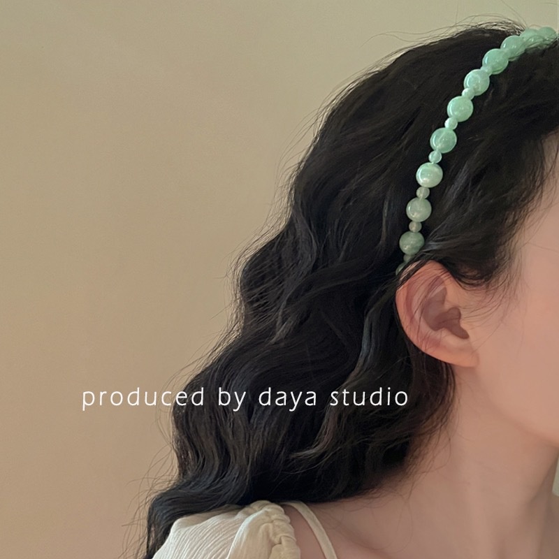 Băng Đô Đính Hạt Ngọc Bích Giả Thiết Kế Đơn Giản Thời Trang Cao Cấp