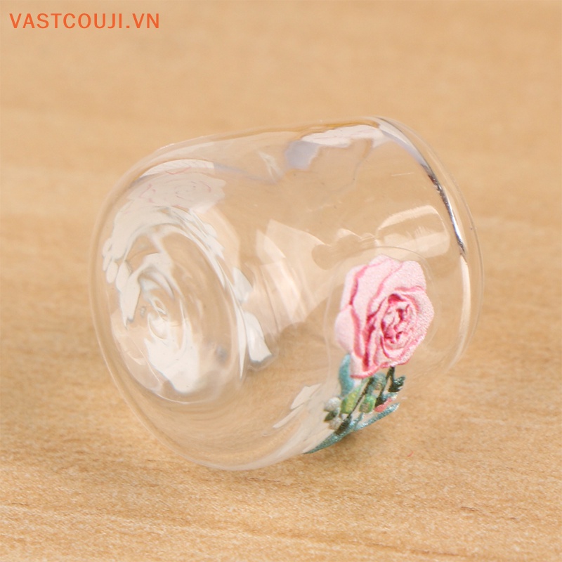 Set 4 Ly Thủy Tinh Trong Suốt Mini Trang Trí Nhà Búp Bê